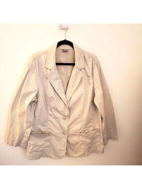 J. Jill Tan Cotton Blend Blazer with Pockets Size 2X Small Flaw on Lapel